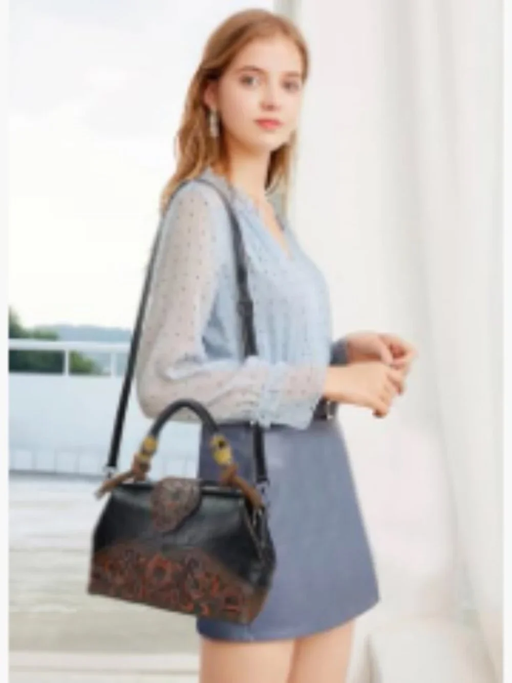Vegan Leather Satchel Handbag Crossbody Shoulder Bag Medium Tote Purse_2